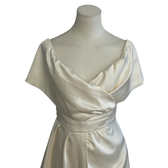 LULUS Always Celebrating Ivory Satin Off-the-Shoulder
Mini Dress S Wedding White - Picture 10 of 12